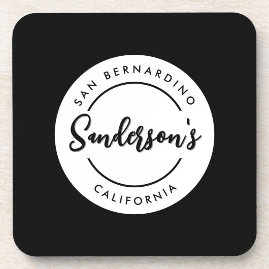 白黒シティタウンプレイスロケーションネームサークル コースター (正面)