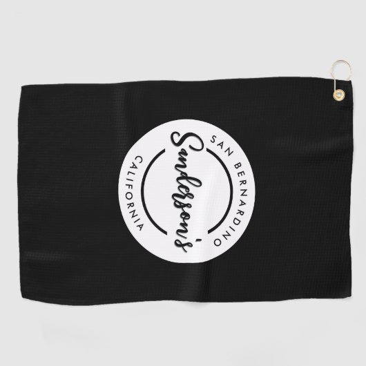 白黒シティタウンプレイスロケーションネームサークル ゴルフタオル (横)