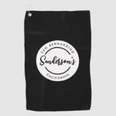 白黒シティタウンプレイスロケーションネームサークル ゴルフタオル (正面)