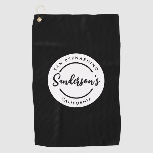 白黒シティタウンプレイスロケーションネームサークル ゴルフタオル (正面)