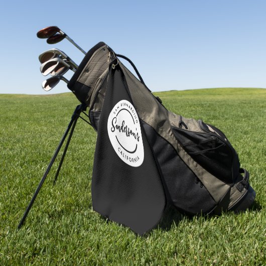 白黒シティタウンプレイスロケーションネームサークル ゴルフタオル (グリーン)