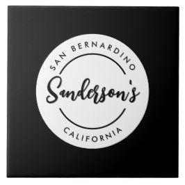 白黒シティタウンプレイスロケーションネームサークル タイル