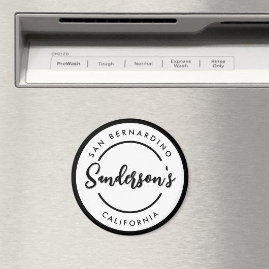 白黒シティタウンプレイスロケーションネームサークル マグネット (インサイチュ (食洗機))