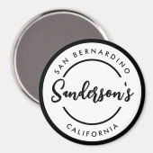 白黒シティタウンプレイスロケーションネームサークル マグネット (正面/裏面)