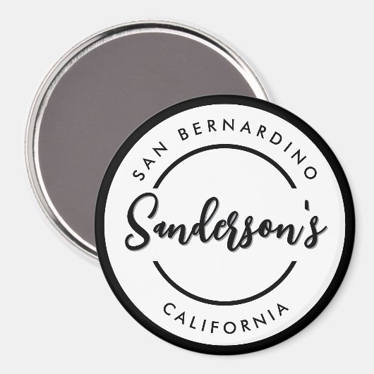 白黒シティタウンプレイスロケーションネームサークル マグネット (正面/裏面)