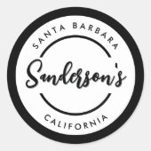 白黒シティタウンプレイスロケーションネームサークル ラウンドシール (正面)