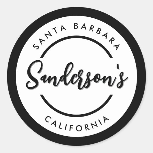 白黒シティタウンプレイスロケーションネームサークル ラウンドシール (正面)