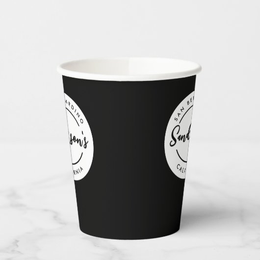 白黒シティタウンプレイスロケーションネームサークル 紙コップ (左)