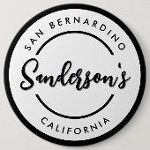 白黒シティタウンプレイスロケーションネームサークル 缶バッジ (正面)