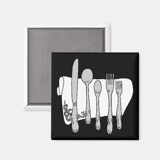 白黒シバーウェアデザイン マグネット (正面/裏面)