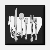 白黒シバーウェアデザイン マグネット (正面)