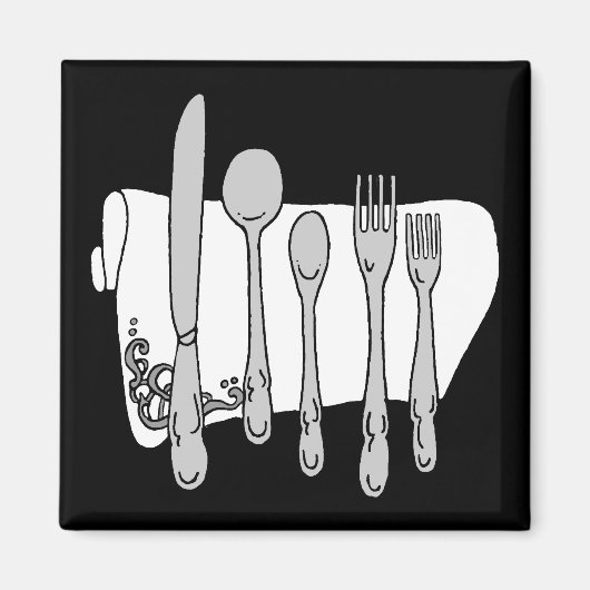 白黒シバーウェアデザイン マグネット (正面)