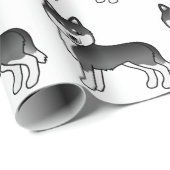 白黒シベリアのハスキーかわいい犬のパターン ラッピングペーパー (ロールコーナー)