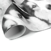 白黒シベリアンハスキー ラッピングペーパー (ロールコーナー)