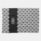 白黒シボロンダマスク名前をカスタムする キッチンタオル (横)