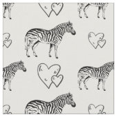 白黒シマウマとハート綿織物 ファブリック (クローズアップ)