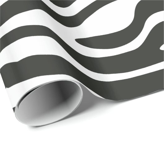 白黒シマウマのカラフルなレトロのアニマルプリント ラッピングペーパー (ロールコーナー)