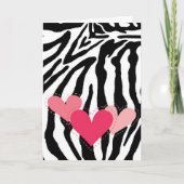 白黒シマウマのプリントのハートカード カード (正面)