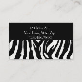 白黒シマウマのプリントの名刺 名刺 (裏面)