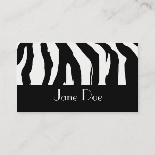 白黒シマウマのプリントの名刺 名刺 (正面)