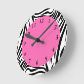 白黒シマウマのプリント ラウンド壁時計 (傾斜)