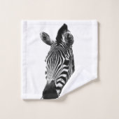 白黒シマウマのポートレート バスタオルセット (ウォッシュタオル)