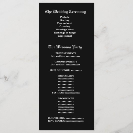 白黒シマウマの結婚式プログラム プログラム (正面)