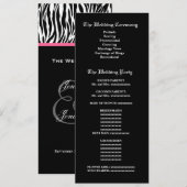 白黒シマウマの結婚式プログラム プログラム (正面/裏面)