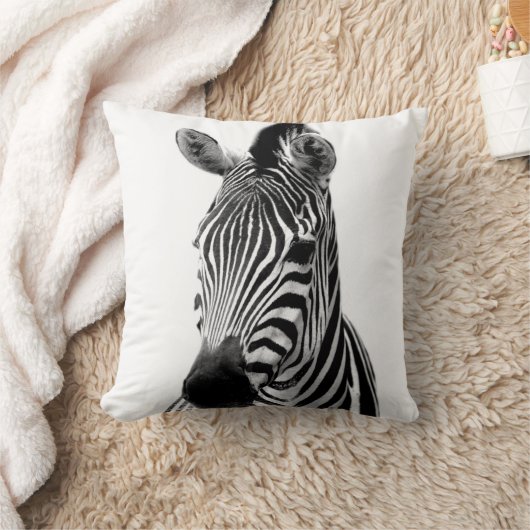 白黒シマウマの野生のアフリカ動物の写真 クッション (ブランケット)