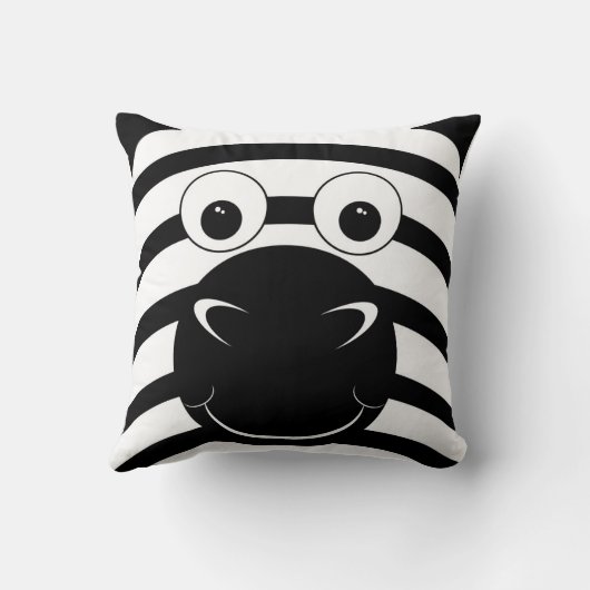 白黒シマウマの顔のアクセントの枕 クッション (裏面)