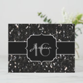 白黒シャイニーグリッタースパークルズスウィート16招待状 招待状 (スタンド正面)