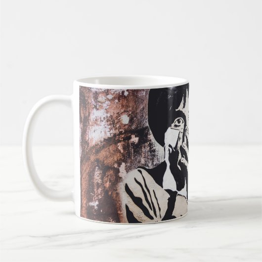 白黒シャツイラストレーション コーヒーマグカップ (左)
