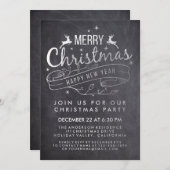 白黒シャルボードホリーメリークリスマスパーティー 招待状 (正面/裏面)