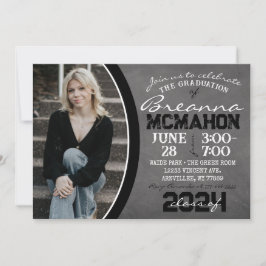 白黒シャルボード卒業招待状 招待状