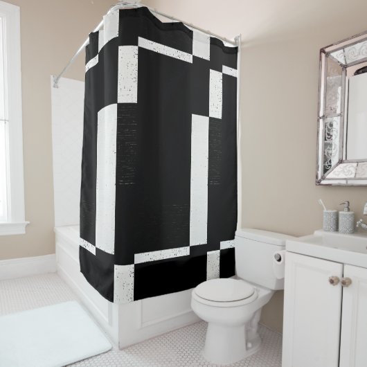 白黒シャワ市松模様にーカーテンスタイル1 シャワーカーテン (インサイチュ)