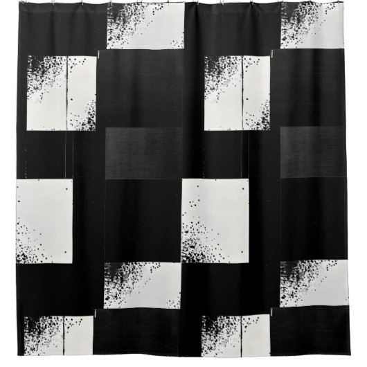 白黒シャワ市松模様にーカーテンスタイル4 シャワーカーテン (正面)