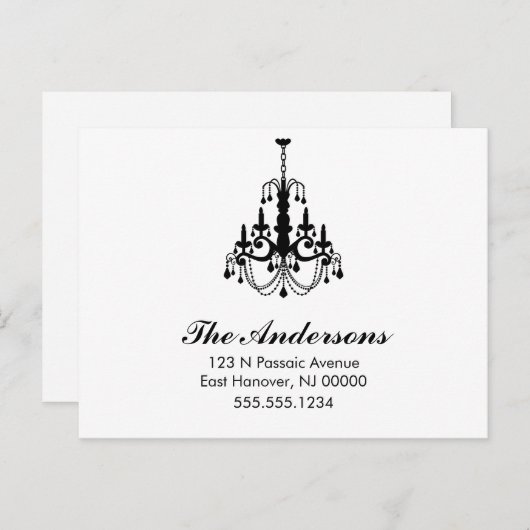 白黒シャンデリアの動くアナウンス 案内ポストカード (正面/裏面)