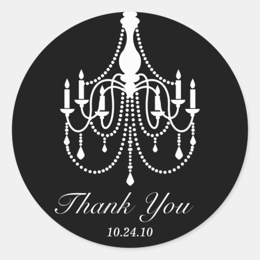 白黒シャンデリアサンキュー ラウンドシール (正面)