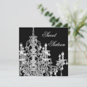 白黒シャンデリアスウィート16パーティー 招待状 (スタンド正面)