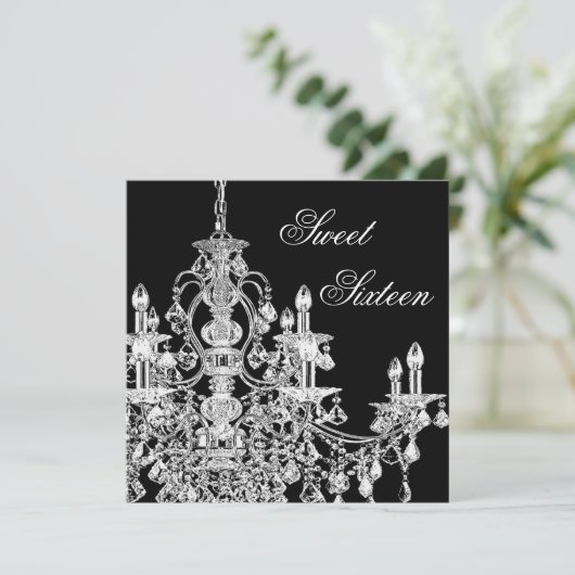 白黒シャンデリアスウィート16パーティー 招待状 (スタンド正面)