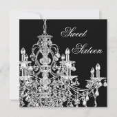 白黒シャンデリアスウィート16パーティー 招待状 (正面)