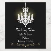 白黒シャンデリア結婚のワイン ワインラベル (シングルラベル)