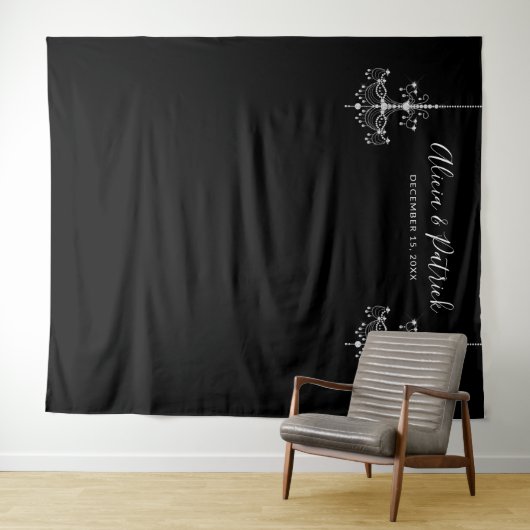 白黒シャンデリア結婚ズの写真の背景 タペストリー (インサイチュ(横))