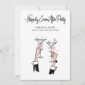 白黒シャンパンボウの後の楽しい時 招待状 (正面)