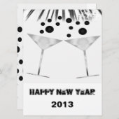 白黒シャンペーンニューイヤー招待状 招待状 (正面/裏面)