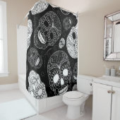 白黒シュガースカルヘッド シャワーカーテン (インサイチュ)