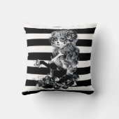 白黒シュガーストライプのスカルガール クッション (裏面)
