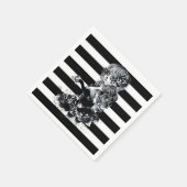 白黒シュガーストライプのスカルガール スタンダードカクテルナプキン (角)