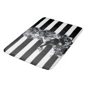 白黒シュガーストライプのスカルガール バスマット (アングル)