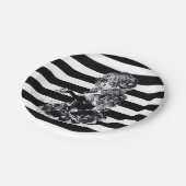 白黒シュガーストライプのスカルガール ペーパープレート (アングル)